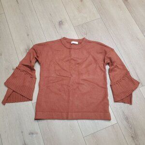 Juniors Sweater Size L Terracotta Brown HWA Apparel Hippie Boho Peasant Classic